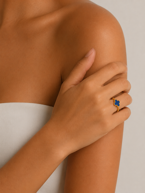 Bague trèfle bleu