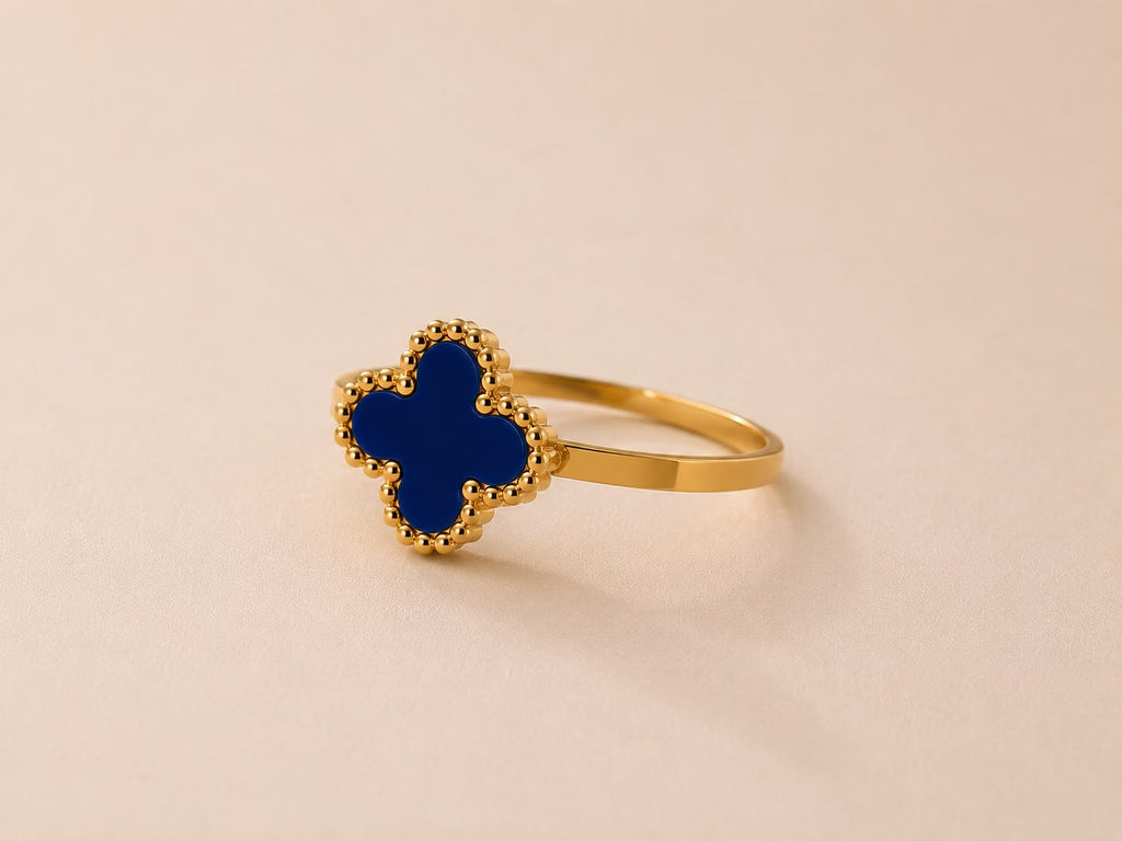 Bague trèfle bleu