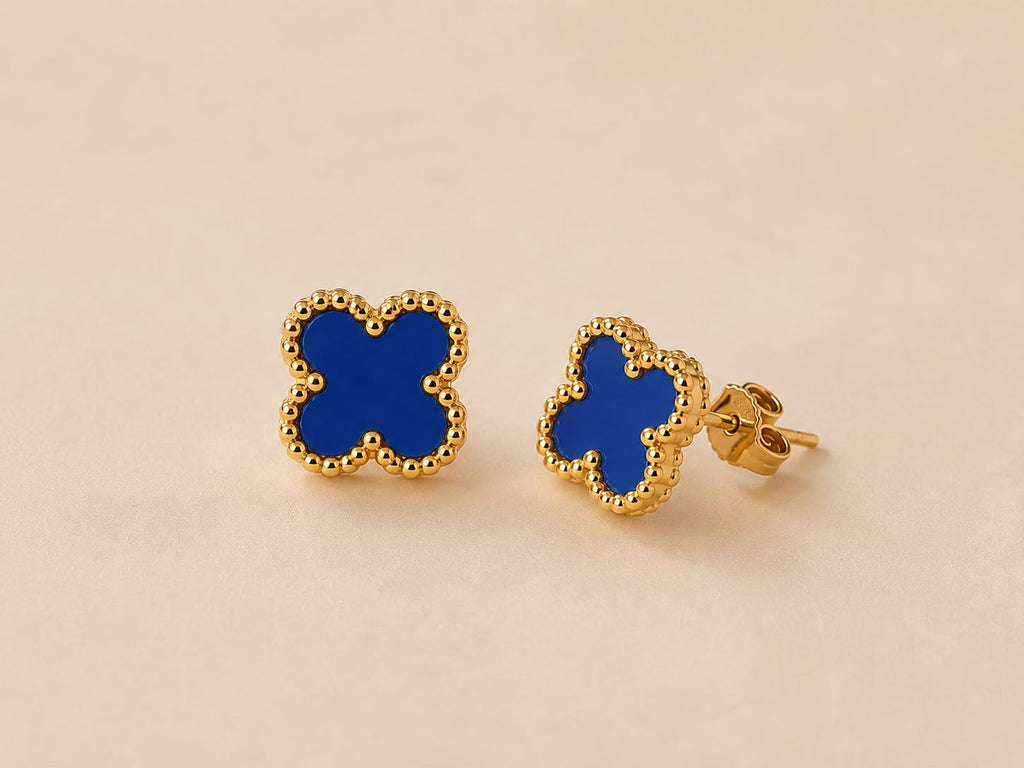 Boucles d’oreilles trèfle bleu