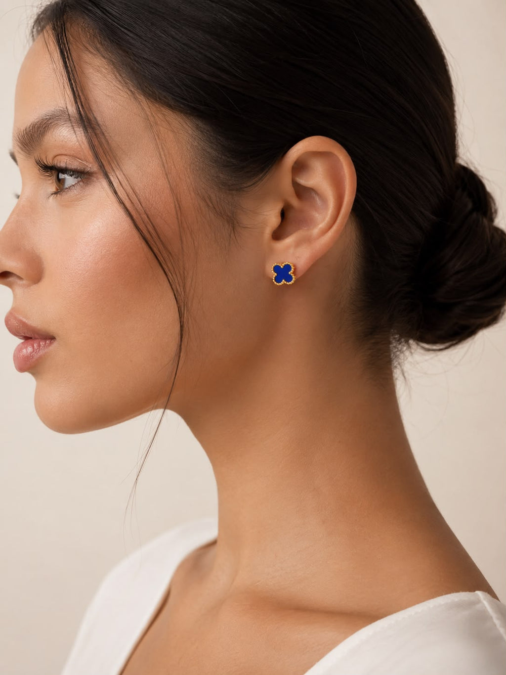 Boucles d’oreilles trèfle bleu