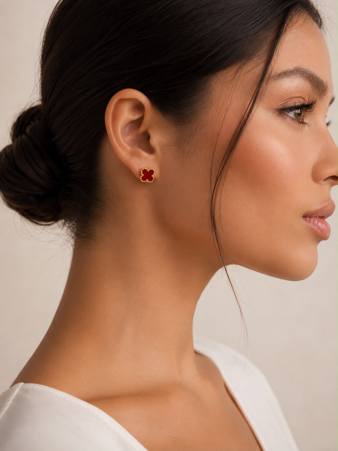 Boucles d’oreilles trèfle bordeaux