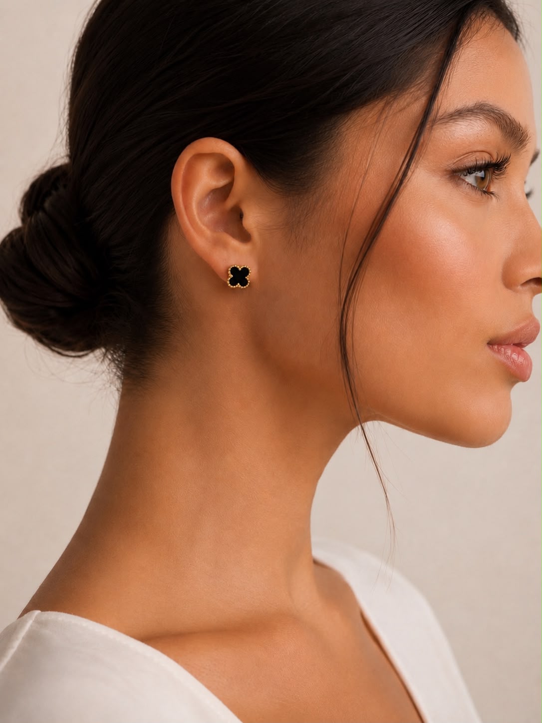 Boucles d’oreilles trèfle noir