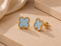 Boucles d’oreilles trèfle bleu clair
