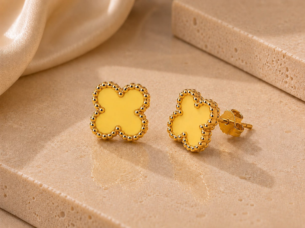 Boucles d’oreilles trèfle jaune