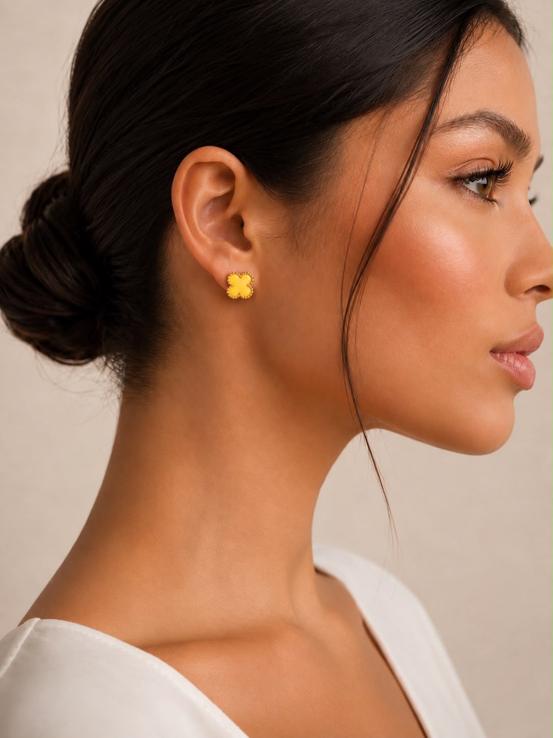 Boucles d’oreilles trèfle jaune