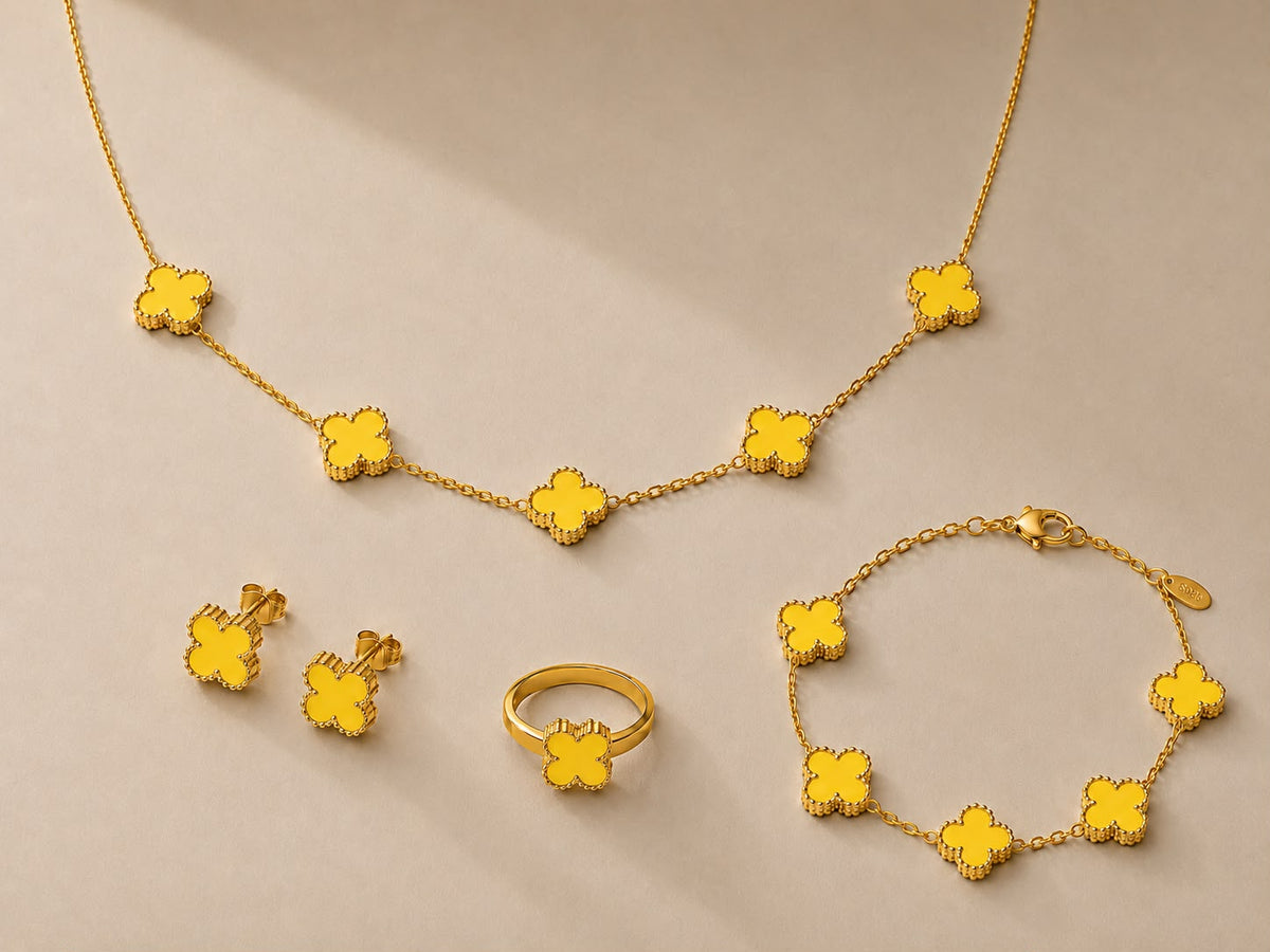 Collier trèfle jaune