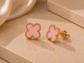 Boucles d’oreilles trèfle rose