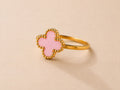 Bague trèfle rose