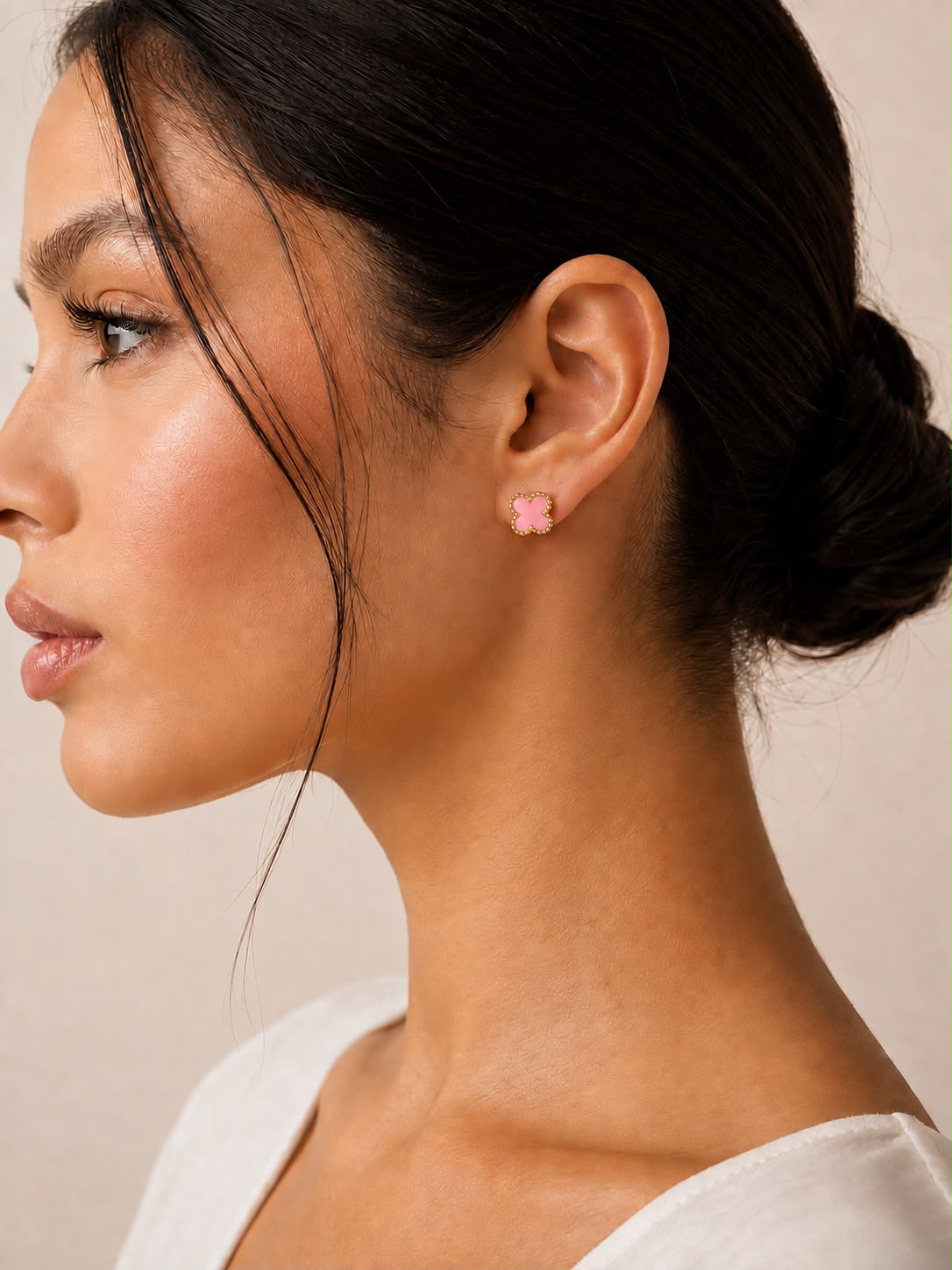 Boucles d’oreilles trèfle rose
