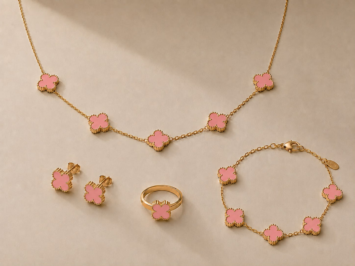 Boucles d’oreilles trèfle rose