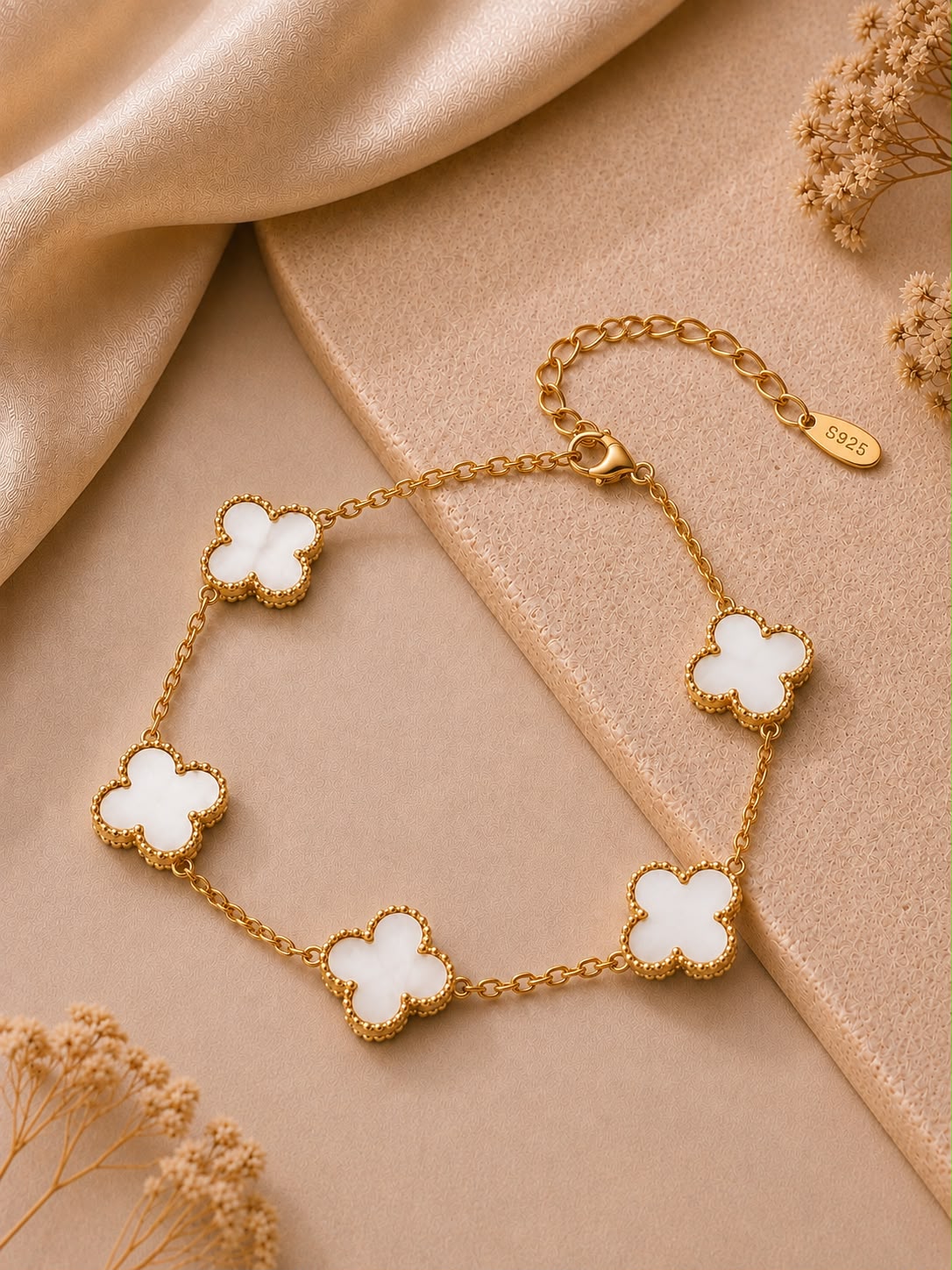 Bracelet trèfle blanc